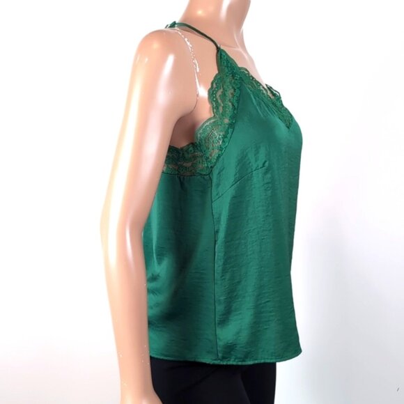 3/$20 H&M Lace Trim Satin Cami Top Racerback Sleeveless Tank Top Silky Sleepwear - Picture 7 of 8
